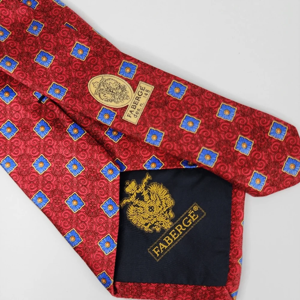 FABERGE Red & Blue Silk Tie.